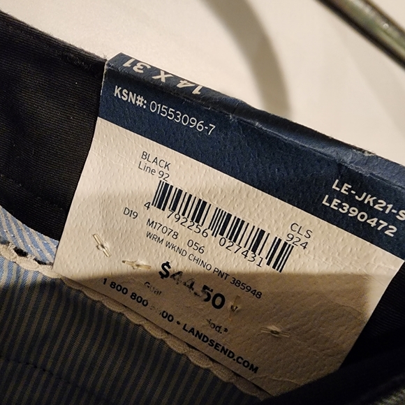 Lands' End NWT Wide Leg Weekend Chino Trousers Black Slant Pocket Pants Classic - Picture 8 of 13